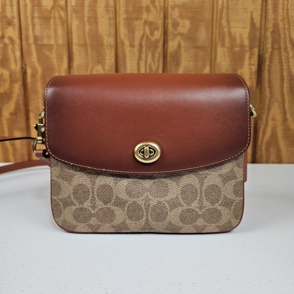 Coach Cassie 89089 Crossbody 19 Leather Signature Canvas In Rust